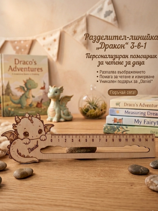 Персонализиран разделител за книга и линийка 3 в 1 подарък за деца с име